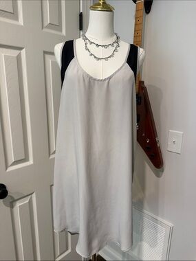 Victoria's Secret Light Gray Slip Dress with Black Shoulder Panels